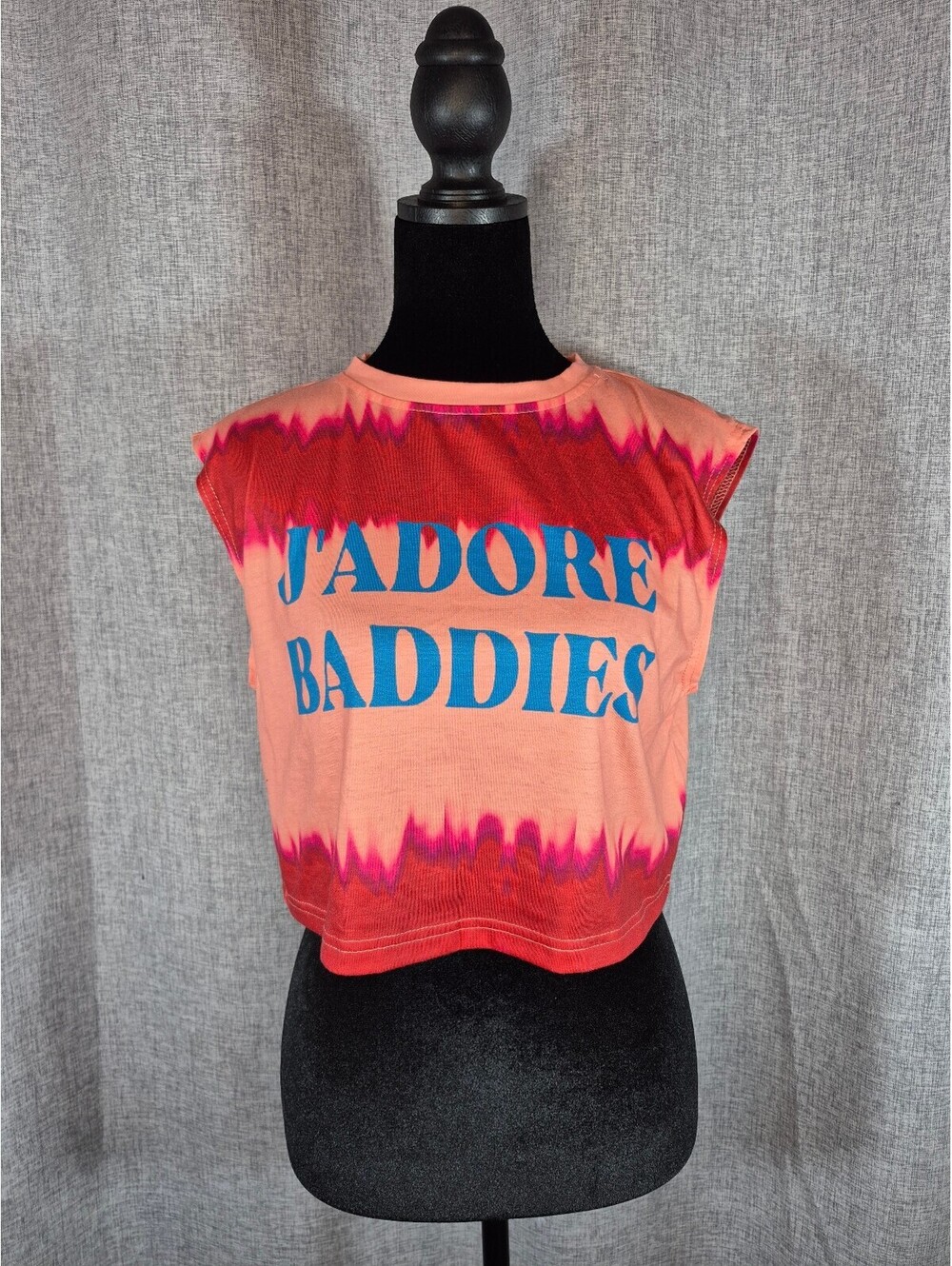 Sumwon J’Adore Baddies Cropped Tank Top XS Pink Tie Dye Graphic Y2K NWT